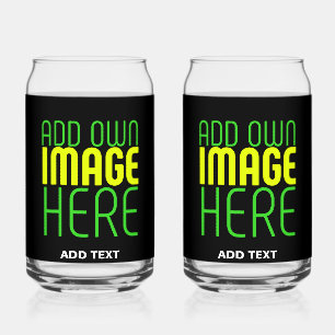 MODERN EDITABLE SIMPLE BLACK IMAGE TEXT TEMPLATE CAN GLASS