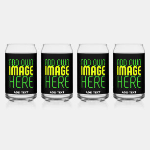 MODERN EDITABLE SIMPLE BLACK IMAGE TEXT TEMPLATE CAN GLASS