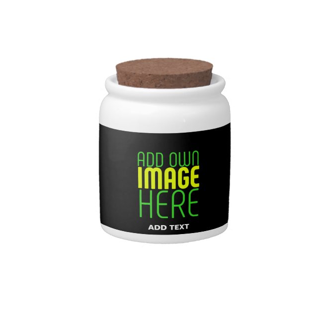 MODERN EDITABLE SIMPLE BLACK IMAGE TEXT TEMPLATE CANDY JAR (Front)