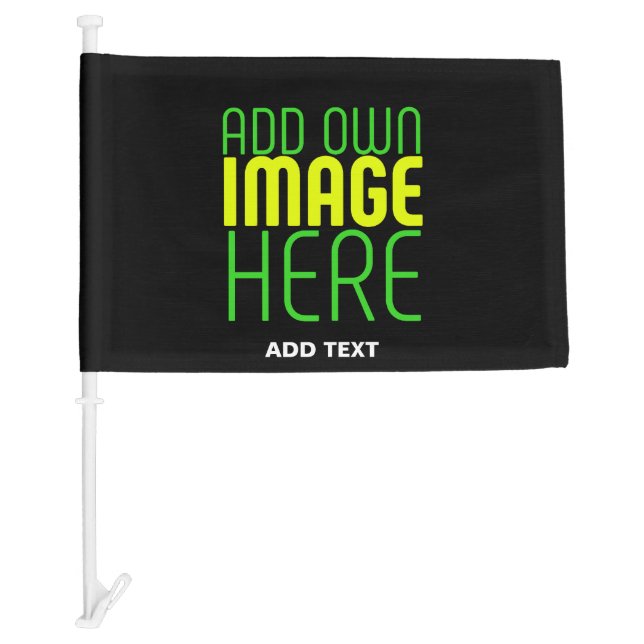 MODERN EDITABLE SIMPLE BLACK IMAGE TEXT TEMPLATE CAR FLAG (Front)