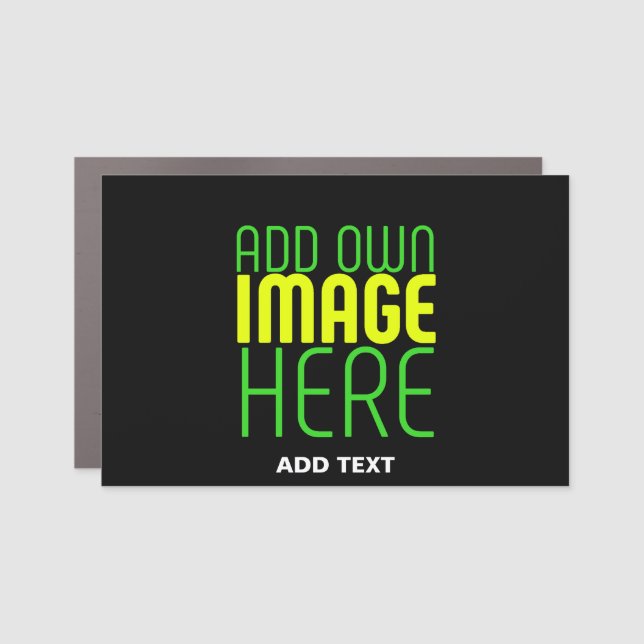 MODERN EDITABLE SIMPLE BLACK IMAGE TEXT TEMPLATE CAR MAGNET (Front)