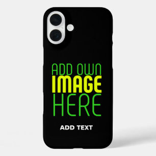 MODERN EDITABLE SIMPLE BLACK IMAGE TEXT TEMPLATE iPhone 16 PLUS CASE