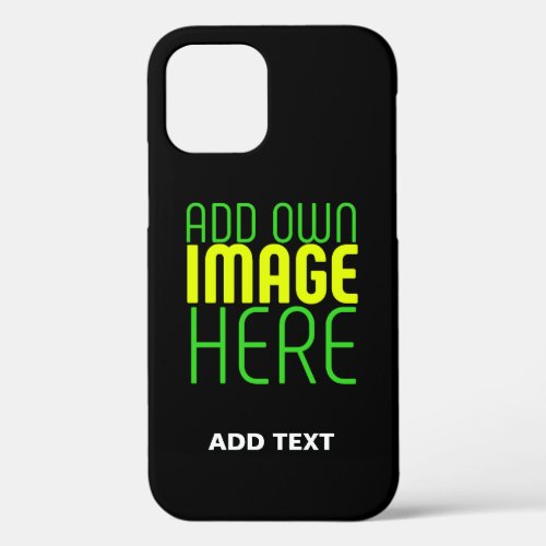 MODERN EDITABLE SIMPLE BLACK IMAGE TEXT TEMPLATE iPhone 12 CASE