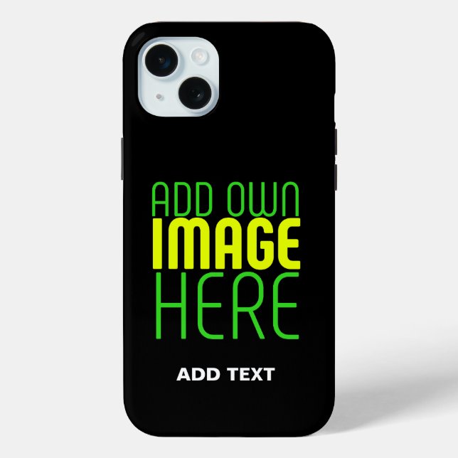 MODERN EDITABLE SIMPLE BLACK IMAGE TEXT TEMPLATE Case-Mate iPhone CASE (Back)
