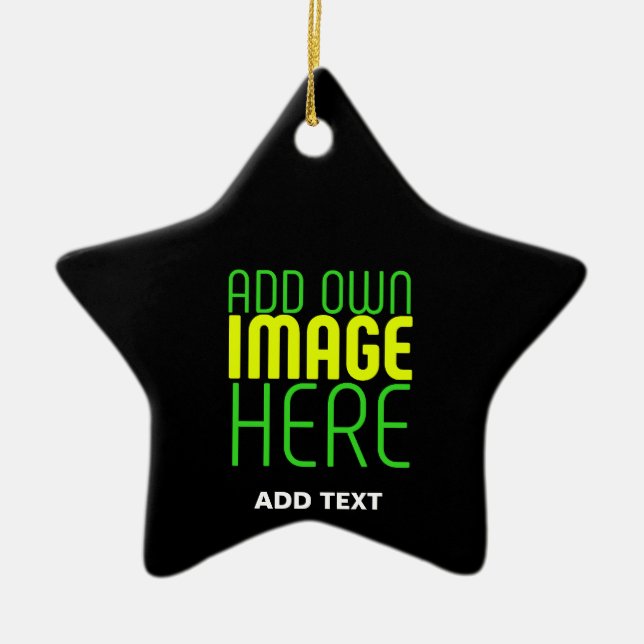 MODERN EDITABLE SIMPLE BLACK IMAGE TEXT TEMPLATE CERAMIC ORNAMENT (Front)