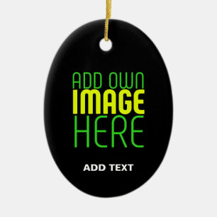 MODERN EDITABLE SIMPLE BLACK IMAGE TEXT TEMPLATE CERAMIC ORNAMENT
