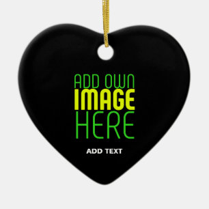 MODERN EDITABLE SIMPLE BLACK IMAGE TEXT TEMPLATE CERAMIC ORNAMENT