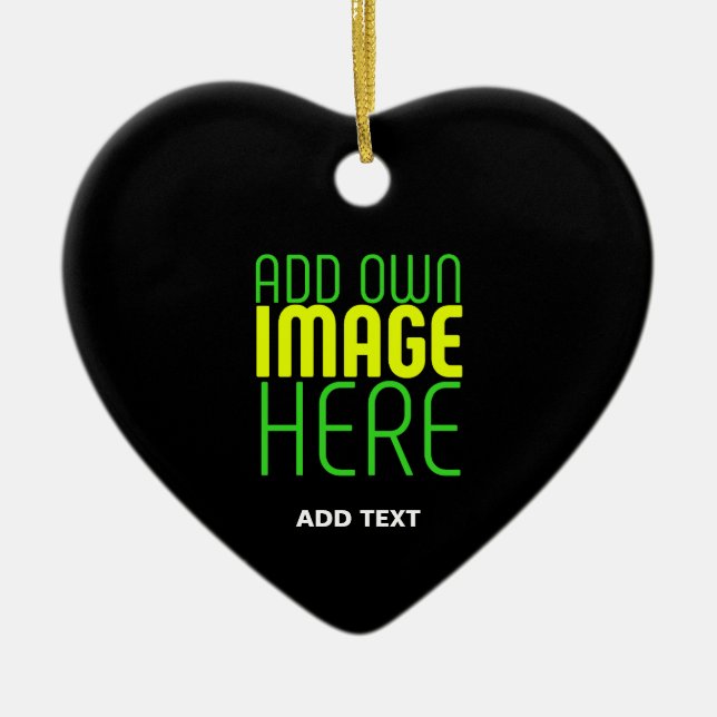 MODERN EDITABLE SIMPLE BLACK IMAGE TEXT TEMPLATE CERAMIC ORNAMENT (Front)