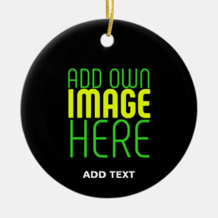 MODERN EDITABLE SIMPLE BLACK IMAGE TEXT TEMPLATE CERAMIC ORNAMENT