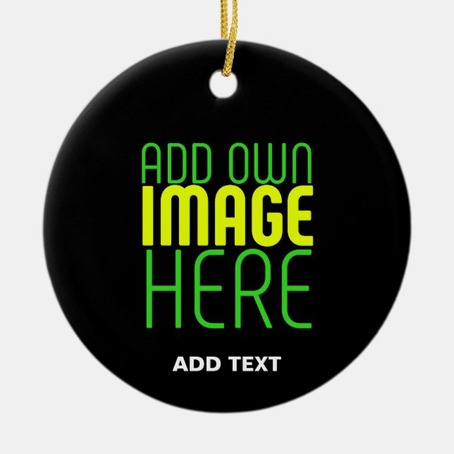 MODERN EDITABLE SIMPLE BLACK IMAGE TEXT TEMPLATE CERAMIC ORNAMENT (Front)