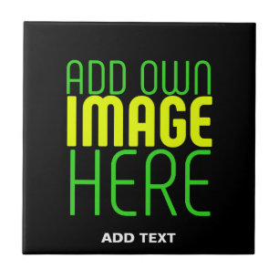 MODERN EDITABLE SIMPLE BLACK IMAGE TEXT TEMPLATE CERAMIC TILE