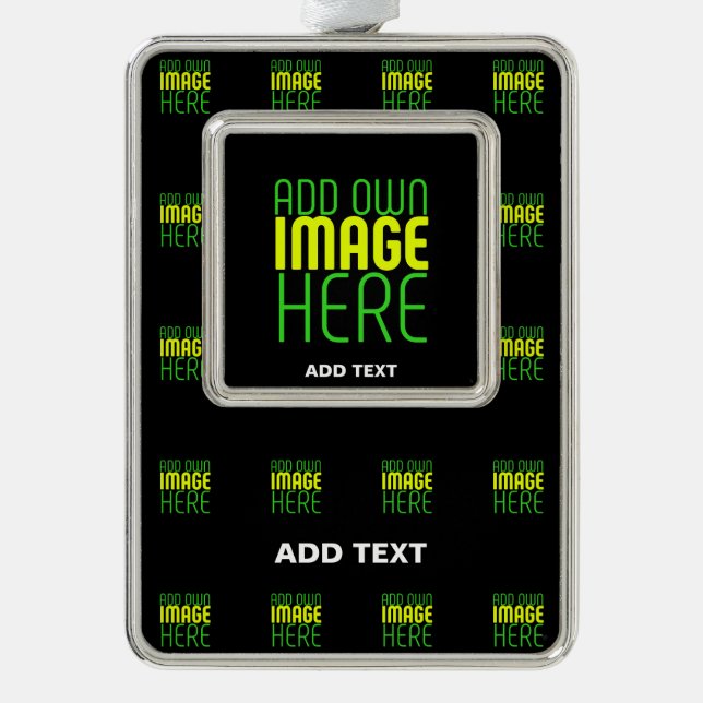 MODERN EDITABLE SIMPLE BLACK IMAGE TEXT TEMPLATE CHRISTMAS ORNAMENT (Front)