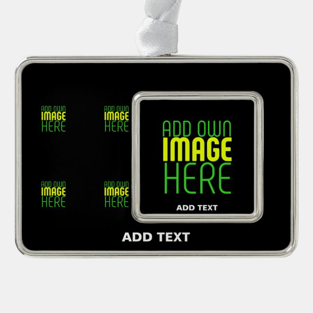 MODERN EDITABLE SIMPLE BLACK IMAGE TEXT TEMPLATE CHRISTMAS ORNAMENT (Front)