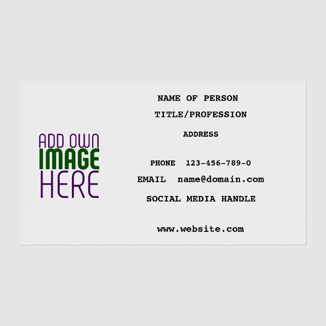 MODERN EDITABLE SIMPLE BLACK IMAGE TEXT TEMPLATE CLEAR BUSINESS CARDS (Front)