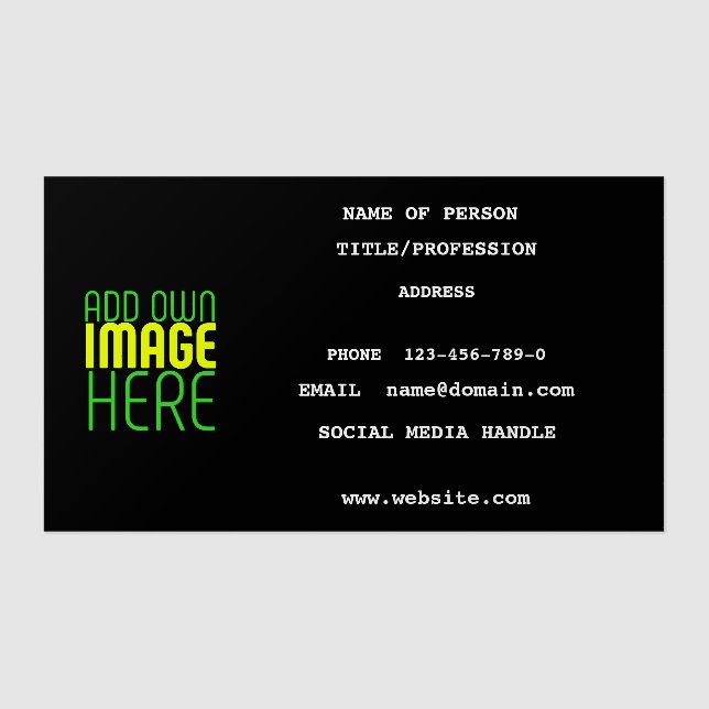 MODERN EDITABLE SIMPLE BLACK IMAGE TEXT TEMPLATE CLEAR BUSINESS CARDS (Front)