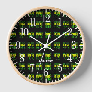 MODERN EDITABLE SIMPLE BLACK IMAGE TEXT TEMPLATE CLOCK