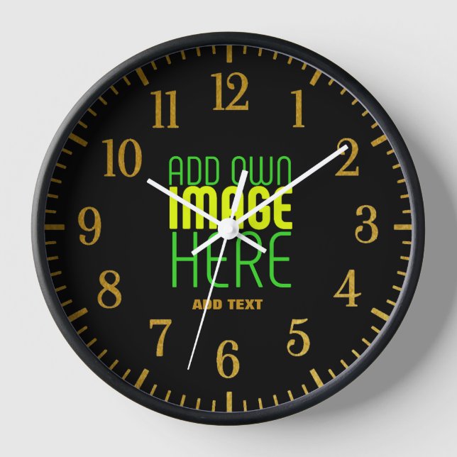 MODERN EDITABLE SIMPLE BLACK IMAGE TEXT TEMPLATE CLOCK (Front)