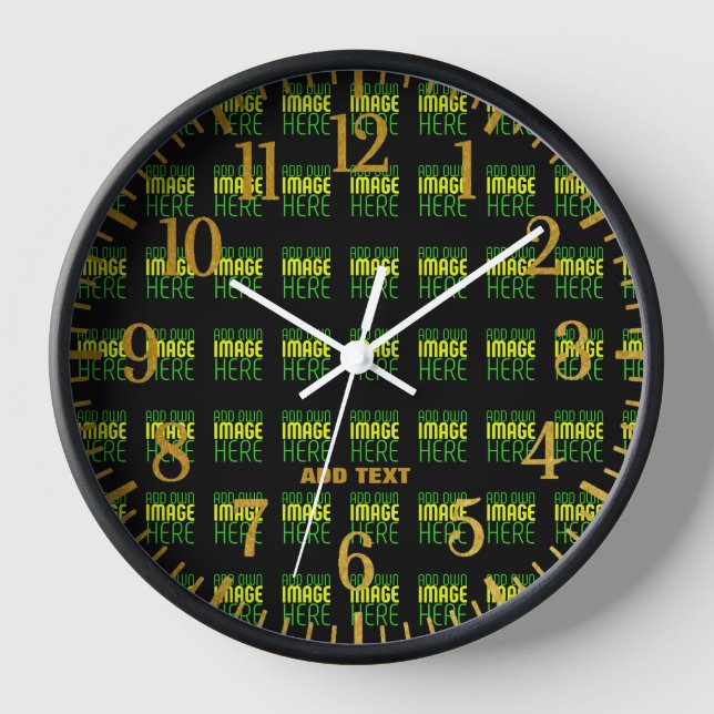 MODERN EDITABLE SIMPLE BLACK IMAGE TEXT TEMPLATE CLOCK (Front)