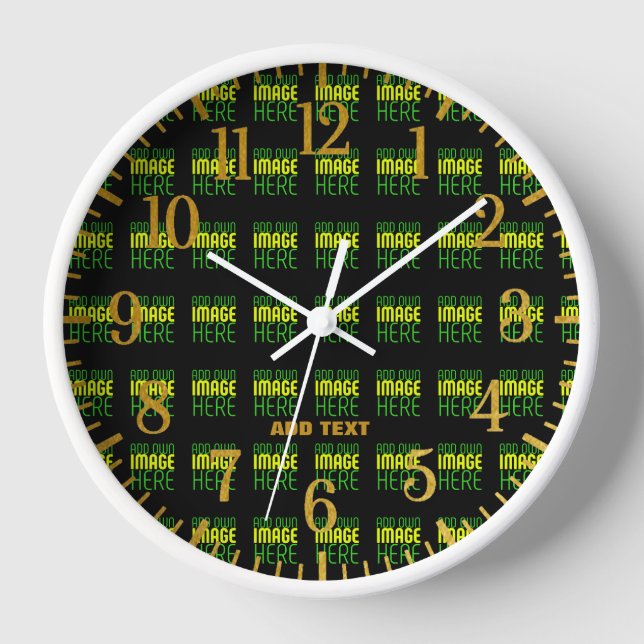 MODERN EDITABLE SIMPLE BLACK IMAGE TEXT TEMPLATE CLOCK (Front)