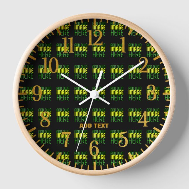 MODERN EDITABLE SIMPLE BLACK IMAGE TEXT TEMPLATE CLOCK (Front)