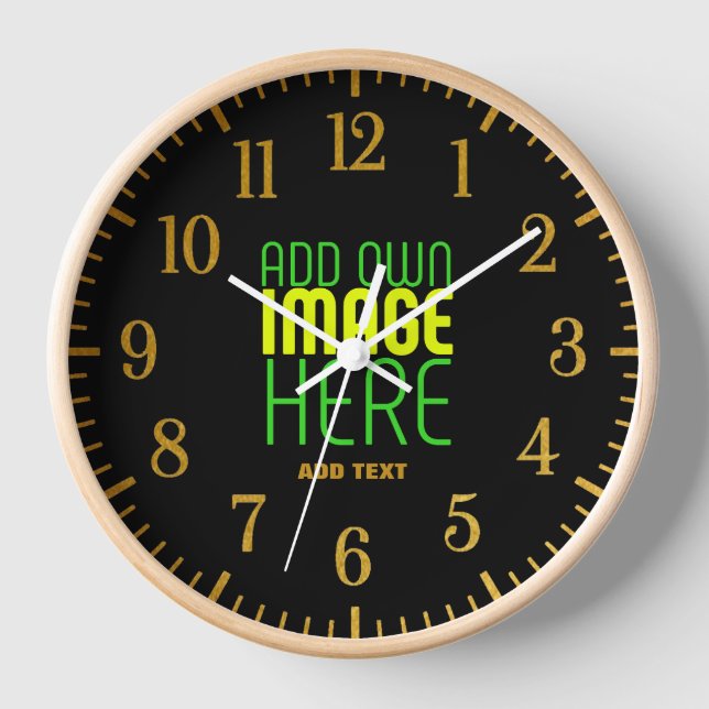 MODERN EDITABLE SIMPLE BLACK IMAGE TEXT TEMPLATE CLOCK (Front)