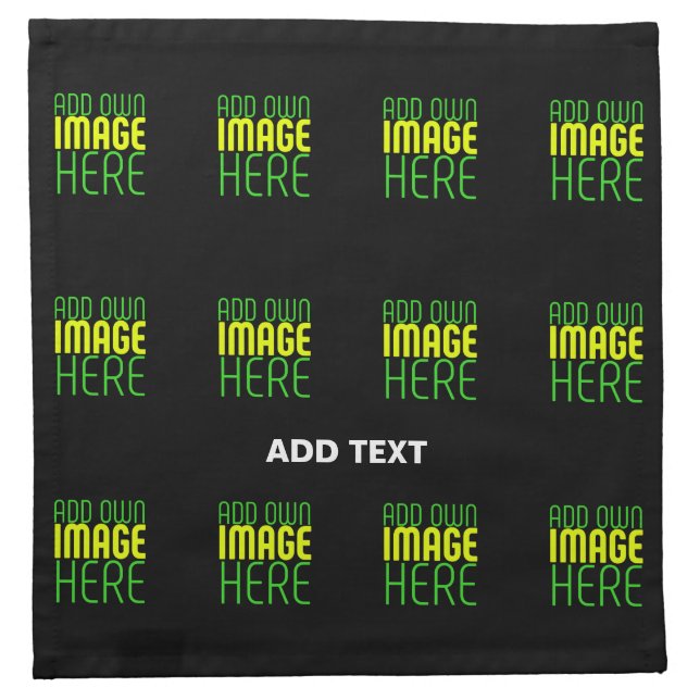 MODERN EDITABLE SIMPLE BLACK IMAGE TEXT TEMPLATE CLOTH NAPKIN (Front)