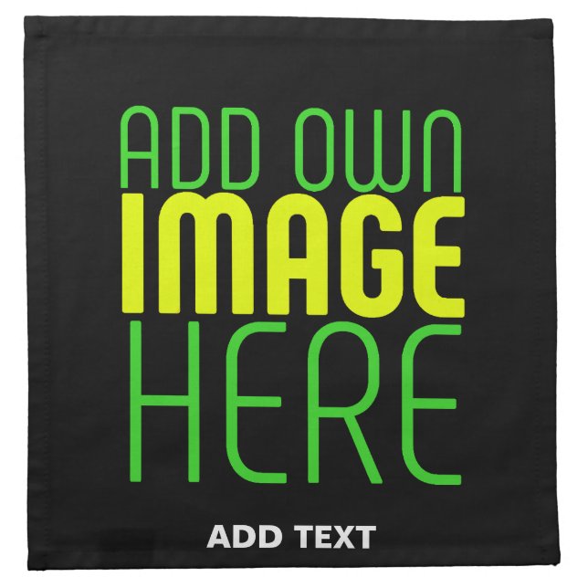 MODERN EDITABLE SIMPLE BLACK IMAGE TEXT TEMPLATE CLOTH NAPKIN (Front)