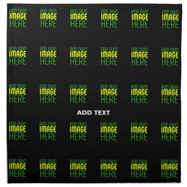 MODERN EDITABLE SIMPLE BLACK IMAGE TEXT TEMPLATE CLOTH NAPKIN (Front)