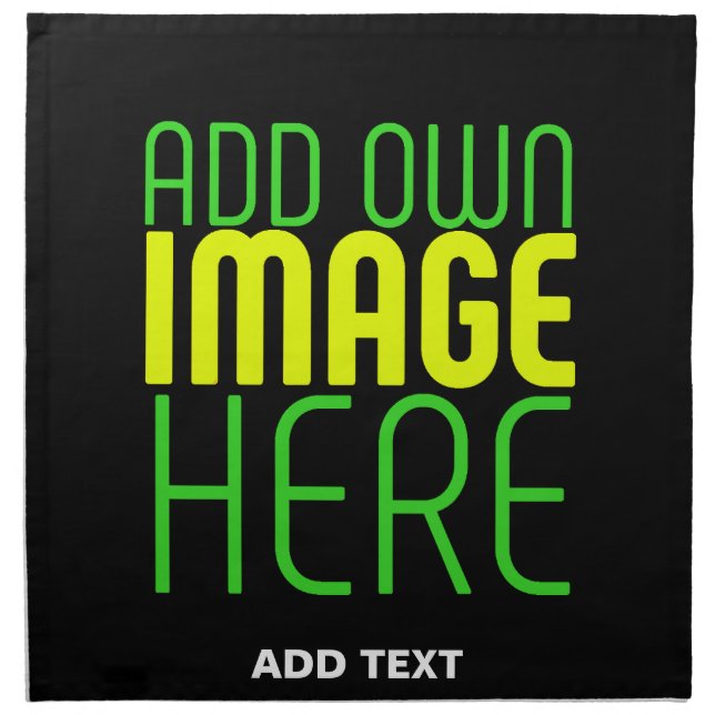 MODERN EDITABLE SIMPLE BLACK IMAGE TEXT TEMPLATE CLOTH NAPKIN (Front)