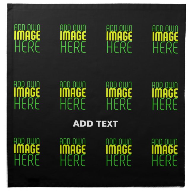 MODERN EDITABLE SIMPLE BLACK IMAGE TEXT TEMPLATE CLOTH NAPKIN (Front)