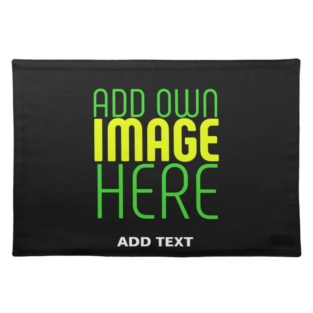 MODERN EDITABLE SIMPLE BLACK IMAGE TEXT TEMPLATE CLOTH PLACEMAT (Front)