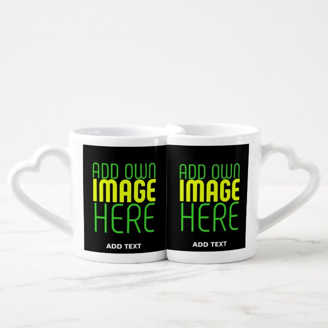 MODERN EDITABLE SIMPLE BLACK IMAGE TEXT TEMPLATE COFFEE MUG SET (Front Nesting)