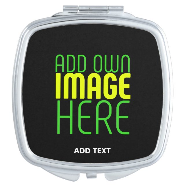 MODERN EDITABLE SIMPLE BLACK IMAGE TEXT TEMPLATE COMPACT MIRROR (Front)