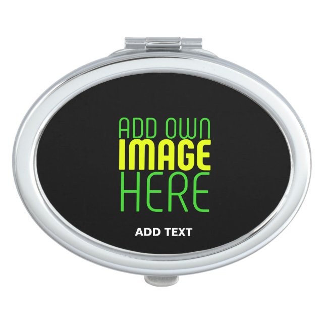 MODERN EDITABLE SIMPLE BLACK IMAGE TEXT TEMPLATE COMPACT MIRROR (Front)