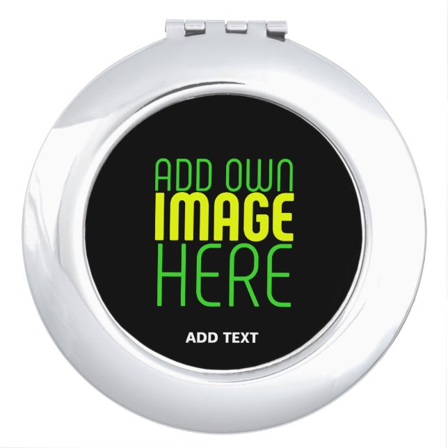 MODERN EDITABLE SIMPLE BLACK IMAGE TEXT TEMPLATE COMPACT MIRROR (Front)