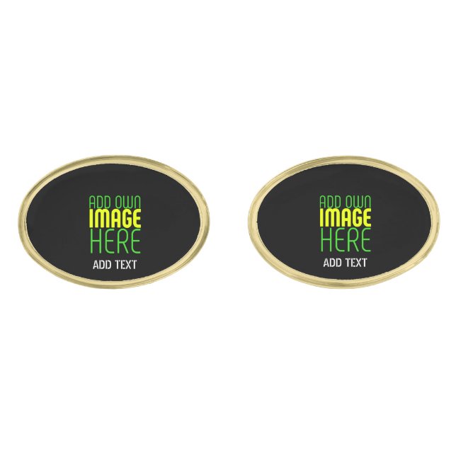 MODERN EDITABLE SIMPLE BLACK IMAGE TEXT TEMPLATE CUFFLINKS (Front)