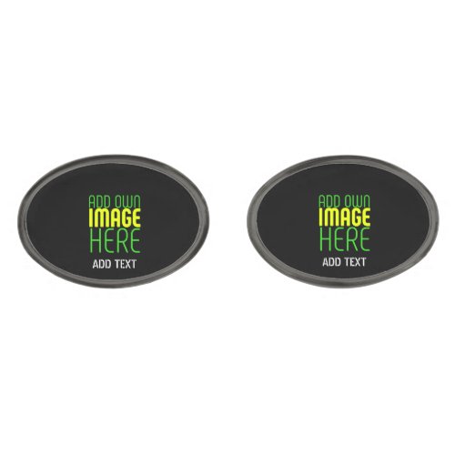 MODERN EDITABLE SIMPLE BLACK IMAGE TEXT TEMPLATE CUFFLINKS