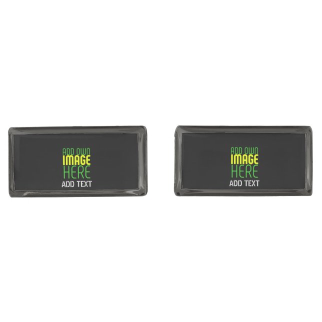 MODERN EDITABLE SIMPLE BLACK IMAGE TEXT TEMPLATE CUFFLINKS (Front)