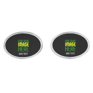 MODERN EDITABLE SIMPLE BLACK IMAGE TEXT TEMPLATE CUFFLINKS