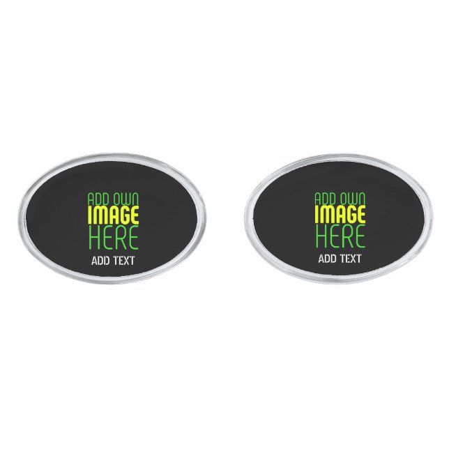 MODERN EDITABLE SIMPLE BLACK IMAGE TEXT TEMPLATE CUFFLINKS (Front)