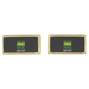 MODERN EDITABLE SIMPLE BLACK IMAGE TEXT TEMPLATE CUFFLINKS