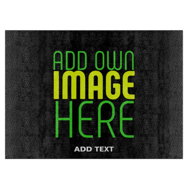 MODERN EDITABLE SIMPLE BLACK IMAGE TEXT TEMPLATE CUTTING BOARD (Front)
