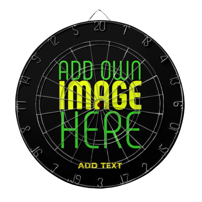 MODERN EDITABLE SIMPLE BLACK IMAGE TEXT TEMPLATE DART BOARD (Front)