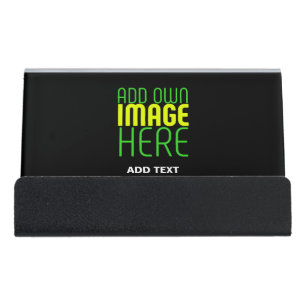 MODERN EDITABLE SIMPLE BLACK IMAGE TEXT TEMPLATE DESK BUSINESS CARD HOLDER