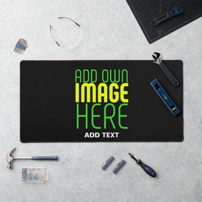 MODERN EDITABLE SIMPLE BLACK IMAGE TEXT TEMPLATE DESK MAT (Workstation)