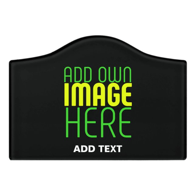 MODERN EDITABLE SIMPLE BLACK IMAGE TEXT TEMPLATE DOOR SIGN (Small Crest Front)