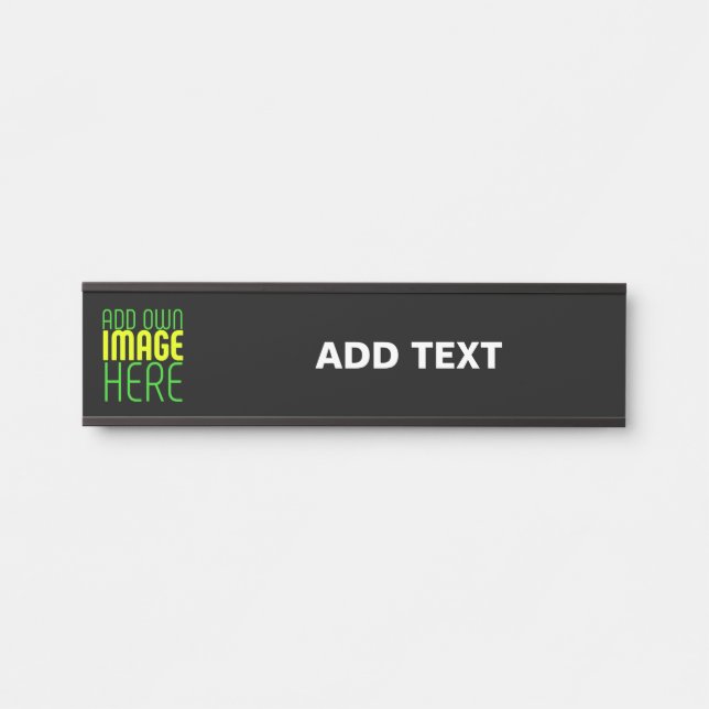 MODERN EDITABLE SIMPLE BLACK IMAGE TEXT TEMPLATE DOOR SIGN (Front)