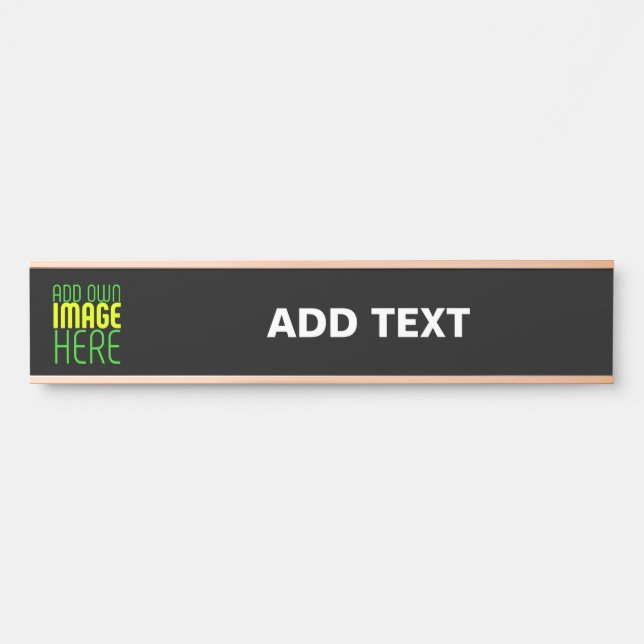 MODERN EDITABLE SIMPLE BLACK IMAGE TEXT TEMPLATE DOOR SIGN (Front)