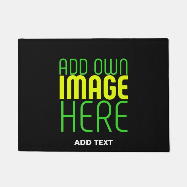 MODERN EDITABLE SIMPLE BLACK IMAGE TEXT TEMPLATE DOORMAT (Front)