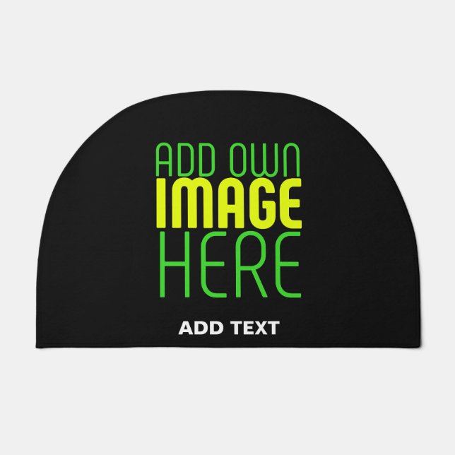 MODERN EDITABLE SIMPLE BLACK IMAGE TEXT TEMPLATE DOORMAT (Front)